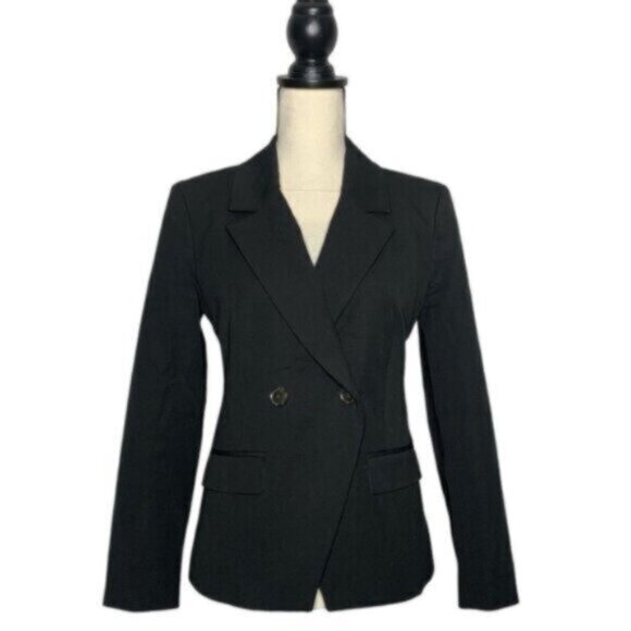 J. Crew Black Devon Bi-Stretch Cotton Blend Double Breasted Blazer - Picture 3 of 17